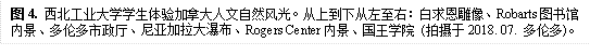 图4. WilliamHill中文官网学生体验加拿大人文自然风光。从上到下从左至右:白求恩雕像、Robarts图书馆内景、多伦多市政厅、尼亚加拉大瀑布、Rogers Center内景、国王学院 (拍摄于2018. 07. 多伦多)。